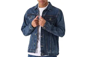 Wholesale Manufacturer Custom Designer Denim Jeans Jackets Sets Men Coated Stand Breathable Windproof 100% Cotton Hip Hop Style