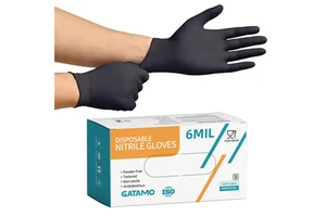 SN046 6 Mil Disposable Premium Nitrile Gloves Guantes De Nitrilo Thick Examination Gloves Powder Free Black Nitrile Gloves