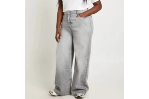High Quality Plus Size Cotton Casual Pants Women's High Waist Stonewashed Wide Leg Jeans Loose Fit Full Length Summer Pants