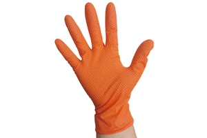 8 Mil Orange Diamond Grip Chemical Resistant Waterproof Oil Resistant Powder Free Industrial Safety Disposable Nitrile Gloves