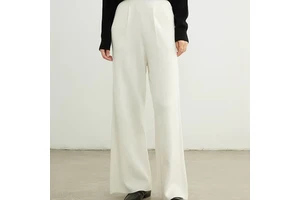 Wholesale Eco-Friendly Polyester/Cotton Fashionable Female Trousers Autumn Formal Breathable Elastic Waist Flat Pants Women