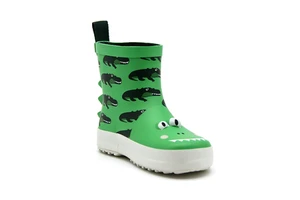3D Crocodile Rubber Rain Boots Waterproof Non Slip Toddler Wellies Full Croc Print Spine Design Pull Tab Rain Shoes For Boys