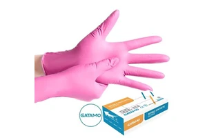 ZSS007 Examination Size m Powder-free Safety Exam Gloves pink Synthetic Nitrile Glove Powder Free Disposable Vinyl Nitrile Glove