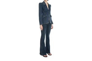Custom Long Sleeve Jeans Slim Fit Clothing Suit Mid Waist Fashion Women's Denim Jeans Jacket Pants Set