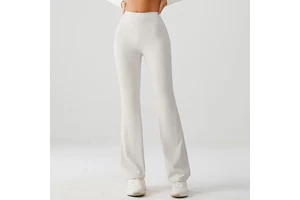 Custom High Waist Summer Fitness Comfortable Support Quick Dry Breathable Knitted Soft Seamless Non-see Flare Leg Yoga Leggings