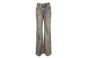 Women's Breathable Cotton High Waisted Bootcut Jeans Retro Stone Washed Distressed Fall Winter Office Commute Denim Pants OEM