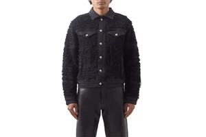 Embroidered Button Jean Patchwork Fabric Plus-size Autumn and Winter Outdoor Men Jacket OEM Service Windproof Breathable Casual