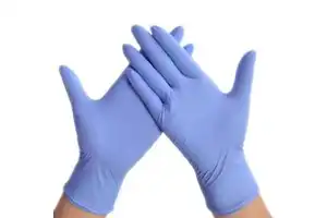 Blue Latex Free Nitrile Disposable Safety Gloves 10/4 Mil Powder Free Ozone Food Grade CE Certified Examination Gloves Beaded