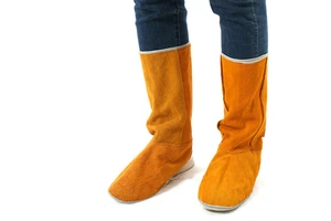 Welder Safety Cow Split Leather Shoe Covers for Foot Protection Heavy Duty Welding Protection Shoes Cover Resistant From Spark
