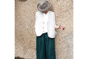 Women's High Waist Elastic OL Trousers Loose Fashion Pants Linen Cotton Available in Big Sizes Wholesale Solid Pattern