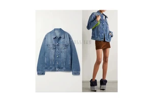 Women' S Hooded Zip-up Denim Jacket Denim Hoodie Jacket Casual Jeans with Hood Blue Womens Denim Jacket