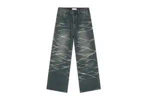 OEM Men's High Quality 2024-25 Baggy Jeans Winter Casual Stretch Wide Leg Pants Plus Size Skinny Jeans Solid Straight Washed