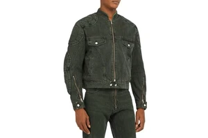 Wholesale Oem Men's Bike Fashion Green Racing Motorcycle Slim Fit Casual Jacket Mens Denim Jacket