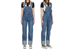 Fashion Wear Clothing Short Sleeve Women's Denim Overalls 100% Cotton Made Quarter Zipper Square Neck Formal Summer Casual