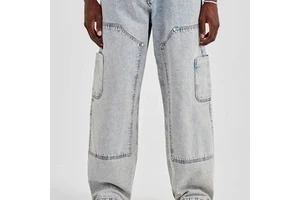 Men straight leg classic denim jeans pants durable casual wear Casual men blue denim jeans pants soft cotton fabric durable