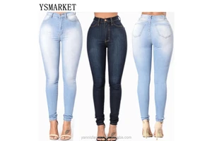 Fashion Boutique Plus Size Cowboy Denim Women Slim Skinny Pencil Elastic Pants High Waist Jeans Elastic Trousers E8026