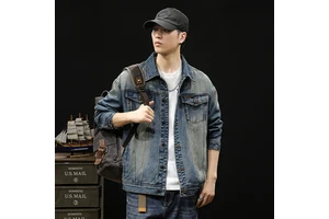 Custom Oversized Acid Wash Denim Jacket Heavyweight Cotton Workwear Winter Plus Size Jean Jacket Coat