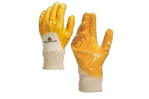 DELTAPLUS Nitrile Safety Gloves Oil-Resistant Knitted Cuffs Durable Tear-Resistant Custom Men's Black Industrial Gloves