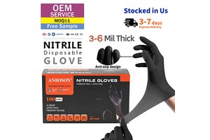 FDA Approved Powder Free Disposable Nitrile Gloves Black Medical Exam Safety Micro Textured Surface Touch