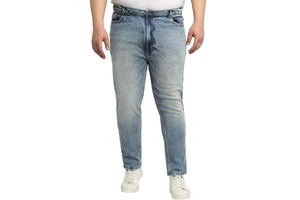 Plus Size Men Slim Fit Eco-Friendly Vintage Denim Jeans Durable Soft Cotton Comfy Everyday Casual Wear Work Daily Fashion