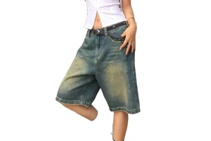 Oversized Denim Shorts Casual High Waist Jeans Women Vintage 2025 Street Retro Shorts
