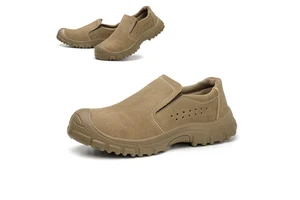 Suede Leather Steel Toe Cap Safety Shoes Wear-Resistant Cowhide Sole Anti-Smash Anti-Puncture Anti-Scalding Elastic Shoe Covers