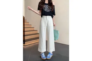 Women's Flare Denim Jeans Mid Waist Regular Fit Full Length Streetwear Vintage Style Simple Medium Wash Summer Y2K Customizable