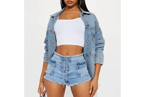 OEM Custom Design Wholesale High Quality Women's Denim Jacket Pant Set Customized Color Spring Summer Breathable Quick Dry