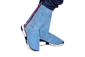 Cowhide Split Leather Welding Shoe Cover Heavy Duty Abrasion Heat Resistant Firefighting Industrial Safety Foot Protection