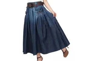 New Women's Breathable Casual High Waist Long Straight Denim Skirt Vintage A-line Pencil Skirt