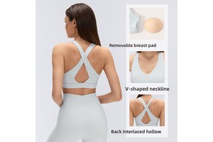 Women Sports Bra High- Fitness Yoga Running Vest Shock-Absorbing Cross-Back Stylish Design High-quality Yoga Bra Breathable Good