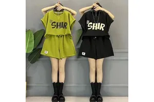 Wholesale Women's Plus Size Fashion Casual Sports Suit Summer Age Reduction Half Sleeve Top Slim Shorts Fat Ladies Two-piece Set