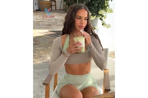 Custom Recyclable Sports Bra Tube Top Long Sleeve Yoga Tops Sweat-Wicking Scrunch Butt Pleated Fitness Shorts Yoga Leggings Sets