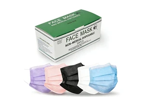 Disposable Medical 3 Ply Non Woven Face Mask Pink Blue Black White Purple Daily Protective Breathable Mask 50pcs Per Box