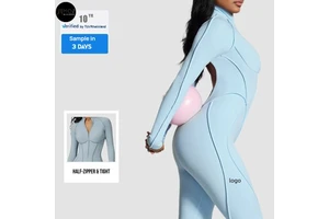 Stylish Women's Gym Long Sleeve Jumpsuit High-Intensity Sports Bodysuit for Yoga Pilates Fitness Half-Zip Workout Jumpsuit