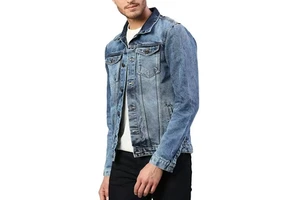 Men's Stylish Jean Jacket Casual Wear OEM Wholesale High Quality Mens Cotton Jeans Jacket Custom Mens Denim Jacket for Sale