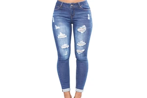 New Women's Vintage Skinny Winter Denim Jeans Straight Leg Pockets High Waist Quick Dry Breathable 100% Cotton Light Custom