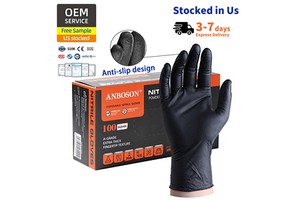510K 100/Box Wholesale Black Disposable Nitrile Gloves Powder Free Anti-Slip Powder-Free Safety Gloves for Food Handling Tattoo