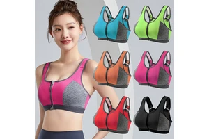 Women's Sports Bra: High-Intensity Running, Shock-Absorbing, Front-Zip, Yoga Tank Top, Wire-Free, Pushing-Up Sports Bra
