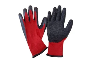 CE EN388 Non-slip Oil Chemical Resistant Work Gloves Latex Custom Logo Industrial Safety Gloves Black Latex 21G Polyester-cotton