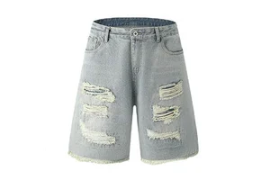 Custom Summer Streetwear Vintage Short Half Pants Loose Work Shorts Fashion Men's Jorts Baggy Denim Jean Shorts Men