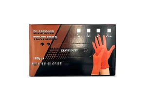 10 Mil Automobile Mechanical Gloves Orange Nitrile Industrial Diamond Texture Heavy Duty Powder Free Nitrile Gloves