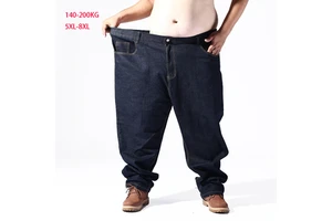 5XL 6XL 7XL 8XL Blue Extra Large Oversize Mens Elastic Stretch Denim Trousers Male Jean Pants Big Size Black Jeans Men 2021