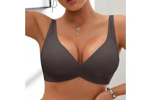 Women Jelly Strip Support Bra Seamless Wireless Deep V Push Up Invisible Soft Nude Comfort Bralette