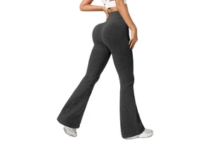 Women's High-Waisted Sleeveless Tight-Fitting Flared Yoga Pants Butt-Lifting Slimming Nylon Spandex Polyester Pull-On Fitness