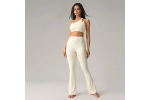 Eco Friendly 2 Piece Yoga Set Long Sleeve Crop Top With High Waist Seamless Leggings Breathable Activewear Set Fitness yoga Wear
