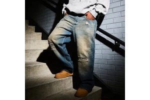 High Quality Custom Mens Vintage Wash Hole Distressed Ripped Baggy Straight Leg Denim Pants Jeans for Man