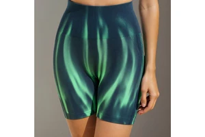 Women's High-Waist Seamless Iridescent Color Slim-Fit Sports Yoga Shorts Customizable Designs, No Front Seam