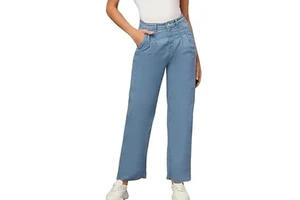 Women New Denim Slim Fit Plain Pants Casual Fit Cotton Jeans Pant Straight Leg Jeans Trendy Denim Trousers Hole Collection