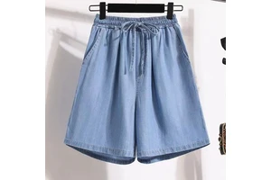 Wholesale Women's Denim Shorts New Fashion High Waisted Shorts Casual Ice Silk Loose Plus Size Wide Leg Shorts